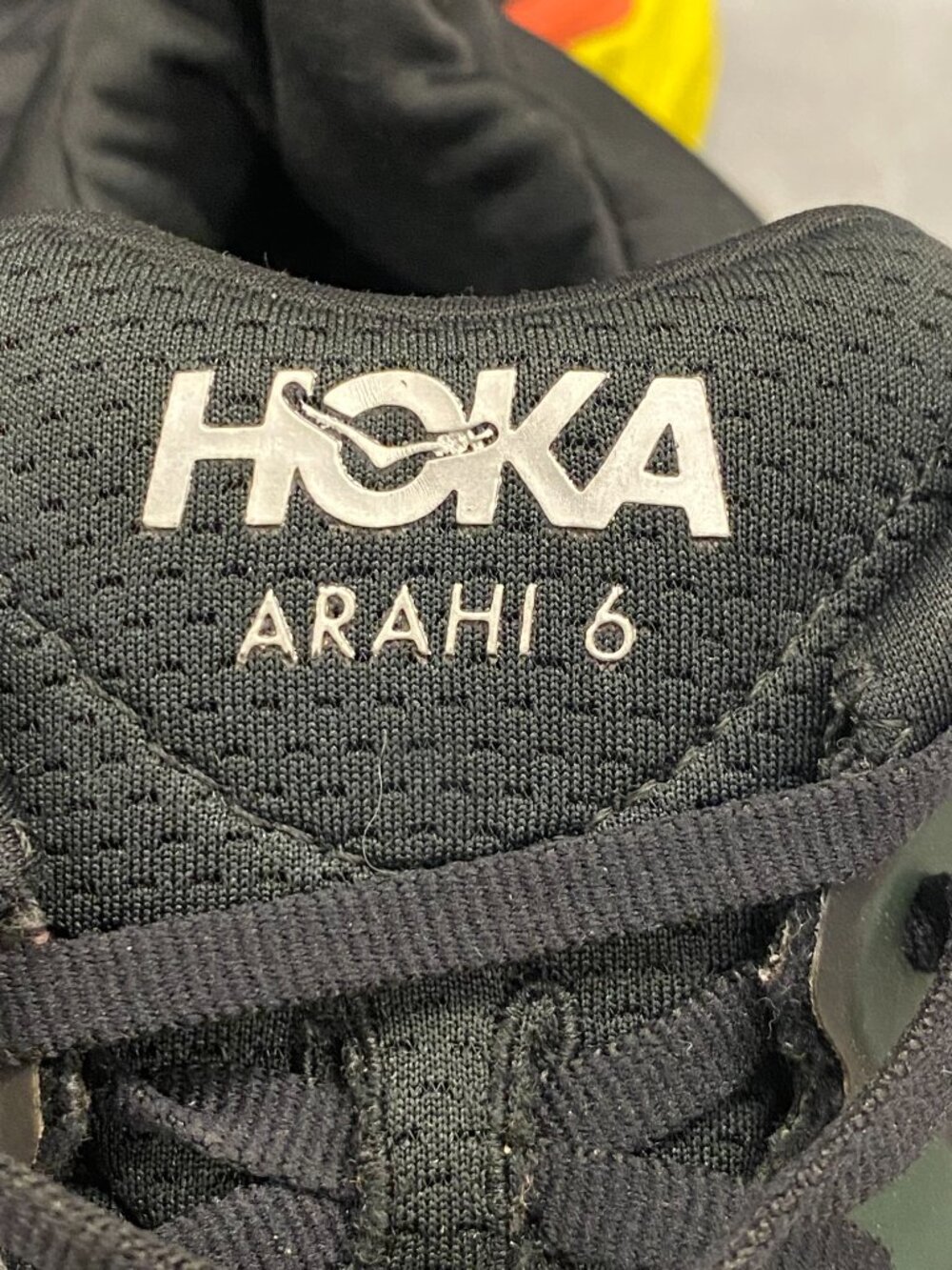 Hoka Arahi 6 Mens SIze 11 D Running Gym Casual Sneakers Black Orange Yellow - Picture 11 of 12